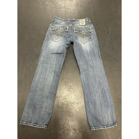 Rock Revival Joshua Relaxed Straight Studded Blue Jeans - Picture 3 of 4